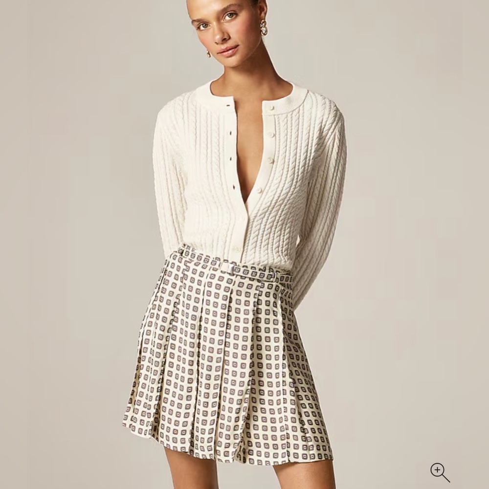 J CREW Pleated prep skirt in foulard print CM769